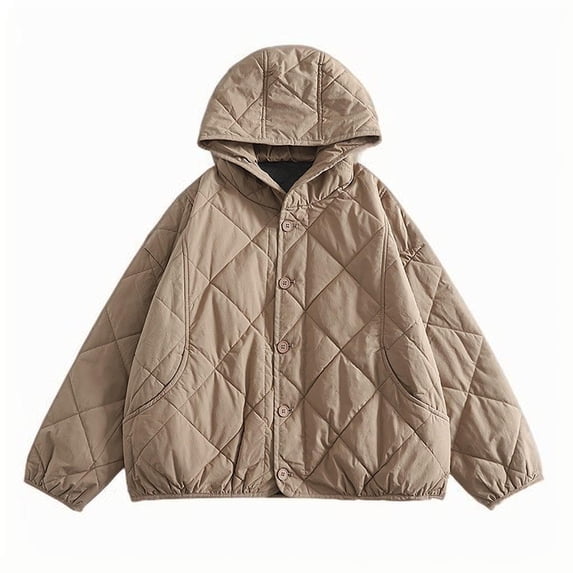Dasayo House Coats for Women Quilted Puffer Yellow Crop Button Down Hooded Clothes Shackets for Women 2025 M