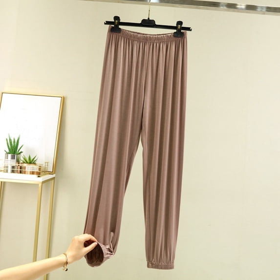 Dasayo Joggers Women's Pants Yellow Pajama Taper Elastic Waisted Slacks Solid Stretchy Homewear Womens Capris XL