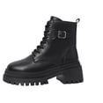 thumbnail image 1 of Dasayo Ladies Boots Chunky Black Non Slip Ankle Faux Leather Side Zip Buckles Lace up Boots Shoes for Women 36, 1 of 9