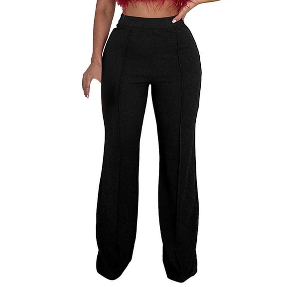 Dasayo Ladies Pants Workout Pleated Slim Straight Outfits Tummy Control Formal Slacks Sweat Pants for Womens S