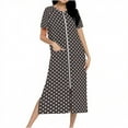 thumbnail image 1 of Dasayo Long Night Gowns for Women Brown Zip up Light Sleep Dresses Side Split Graphic Nightgown Sleep Dress for Women S, 1 of 7