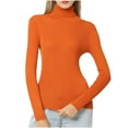 thumbnail image 1 of Dasayo Long Sleeve Tops for Teachers Ribbed Knit Orange Turtleneck Sweaters Stretchy Fitted Winter Women's Shirts L, 1 of 3