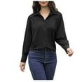 thumbnail image 1 of Dasayo Long Sleeve Womans Tops Business Work Black Button down Shirts Collared Formal Lantern Clothing Womens Tees M, 1 of 6