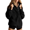 thumbnail image 1 of Dasayo Long Sleeve Women's Tops Oversized Black Pullover Solid Buttons Sweatshirts Women's Sweatshirt Tops L, 1 of 8