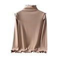 thumbnail image 1 of Dasayo Long Sleeve Women's Tops Winter Yellow Thermal Undershirts Solid Turtleneck Ruffle Warm Clothing Women's Shirts M, 1 of 3