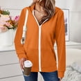 thumbnail image 1 of Dasayo Long Sleeve Womens Hoodie Hooded Full Zip up Orange Solid Pocket Jackets Tops for Women XXL, 1 of 6