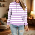 thumbnail image 1 of Dasayo Long Sleeve Womens Hoodies Lightweight Purple Casual Drawstring Pocket Striped Hoodies Ladies Blouses XXL, 1 of 5