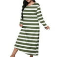 thumbnail image 1 of Dasayo Long Sleeve Womens Nightgowns House Chemise Plus Size Pajamas Full Length Striped Loungewear Womens Sleepwear XL, 1 of 6
