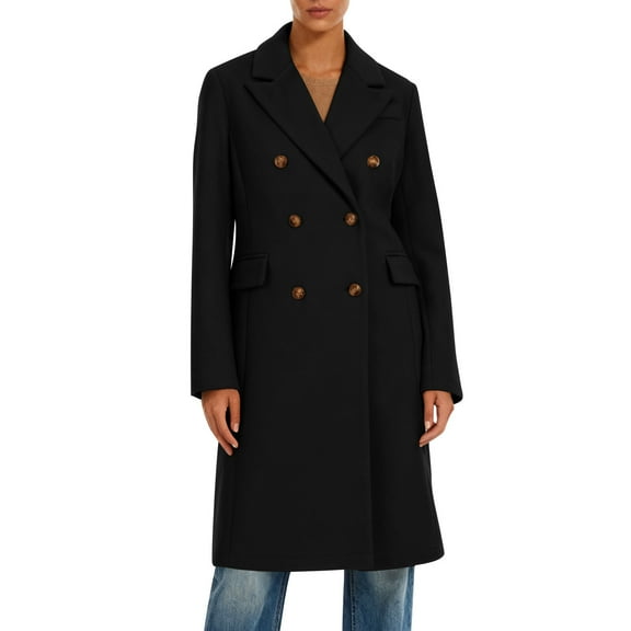 Dasayo Long Women's Coat Business Work Trench Black Collared Office Peacoat Jacket for Women XL