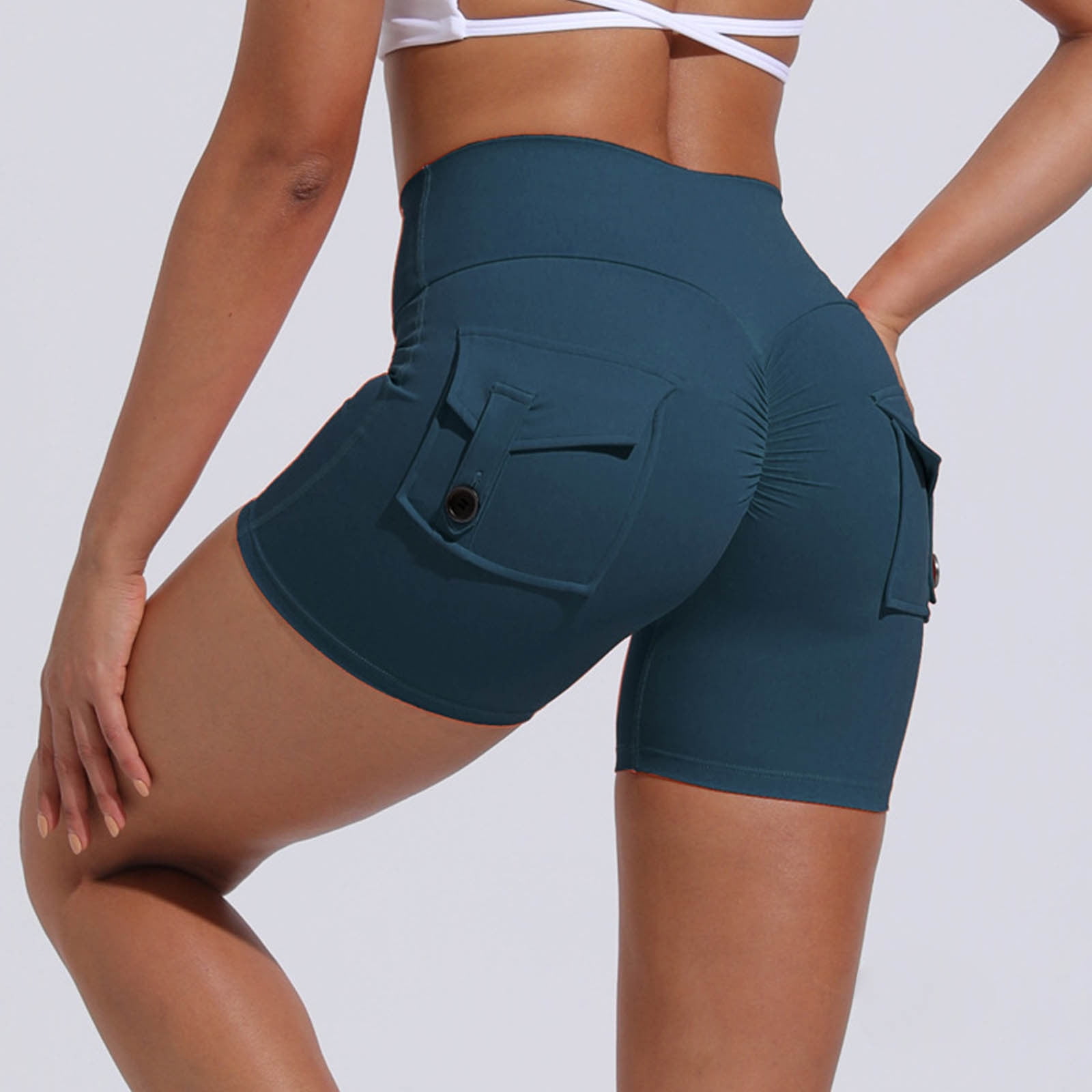 Dasayo Loose Shorts Women Pull On High Rise Workout Shorts Compression Fit Solid Shorts for