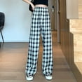 thumbnail image 1 of Dasayo Lounge Women Pants Wide-Leg Elastic Waist Palazzo Trousers Plaid Plus Size Pull On Slacks Womens Capris Free Size, 1 of 8