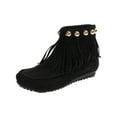 thumbnail image 1 of Dasayo Low Heel Women Boots Footwear Western Black Ankle Cowgirl Faux Leather Fringe Round Toe Boots Shoes Women 37, 1 of 9