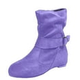 thumbnail image 1 of Dasayo Low Heel Womens Boots Purple Ankle Slouch Buckle Comfortable Side Zip Wide Width Boots Shoes for Women 39, 1 of 5