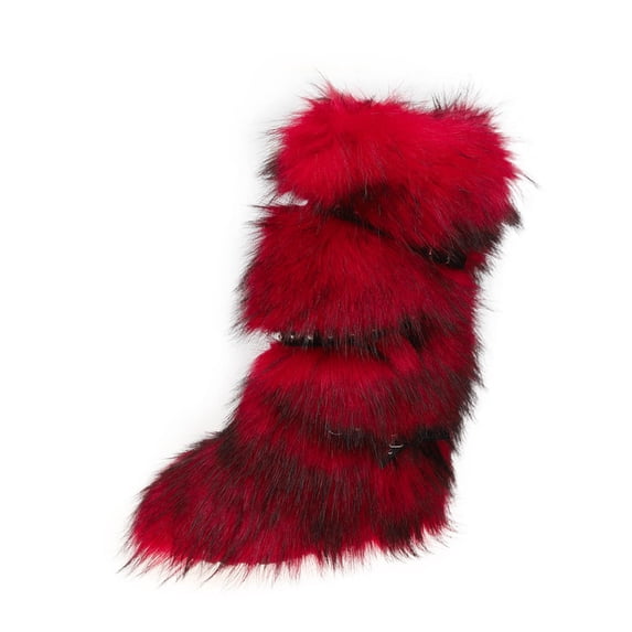 Dasayo Mid-Calf Womans Boots Comfortable Red Furry Winter Buckles Fashion Boots Shoes for Women 40