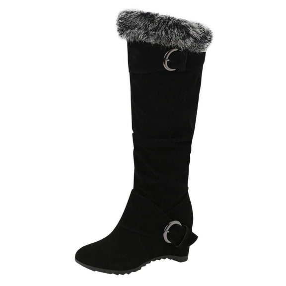 Dasayo Mid-Calf Women's Boots Black Slouch Furry Wide Widths Winter Fuzzy Fashion Boots Women's Shoes 39