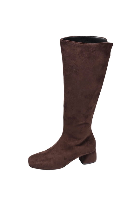 Mid-Calf Women's Boots Dress Wide Width Bronze Fashion Fall Square Toe Boots Women's Shoes 38