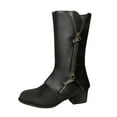 thumbnail image 1 of Dasayo Motorcycle Women Boots Black Mid-Calf Western Cowgirl Side Zip Faux Leather Low Heel Boots Women Shoes 36, 1 of 9