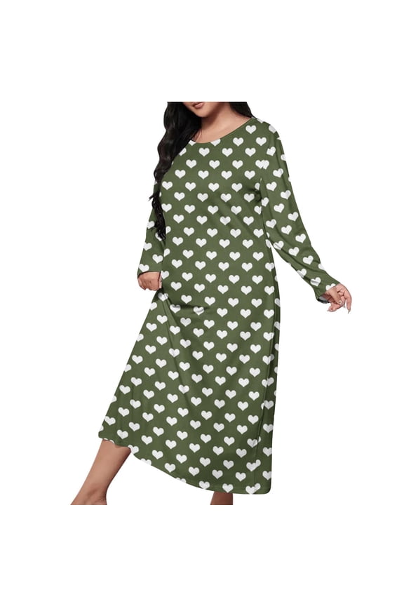 Night Gowns for Women Fall Long Sleeve Plus Size Long Nightgown Soft Graphic Casual Pajamas Pajamas for Women L