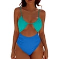 thumbnail image 1 of Dasayo One Piece Women Swimsuits Ruched Cutout Colorblock Neon Spaghetti Strap Swimming Suits Bathing Suits for Women L, 1 of 5