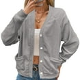 thumbnail image 1 of Dasayo Open Front Women Coats Light Weight Gray Knitted Fall Button Down Cardigan Jackets for Women Trendy S, 1 of 5