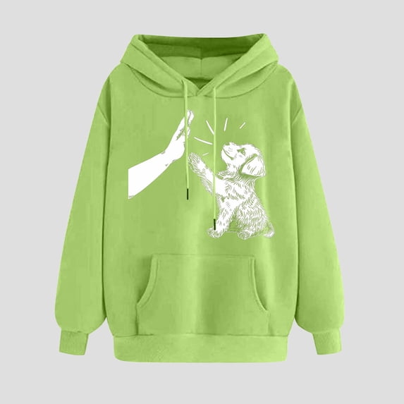 Dasayo Oversized Women Sweatshirts Hoodie Green Long Sleeve Funny Graphic Drawstring Pocket Hoodies Women's T-Shirts XL