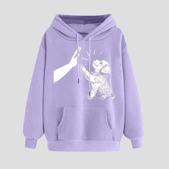 Dasayo Oversized Womens Hoodie Sweatshirts Funny Purple Long Sleeve Drawstring Graphic Hoodies Womens T Shirts XXL