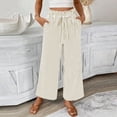 thumbnail image 1 of Dasayo Palazzo Pants for Women Wide-Leg Business Casual Trousers Summer Drawstring Striped Outfits for Women M, 1 of 8