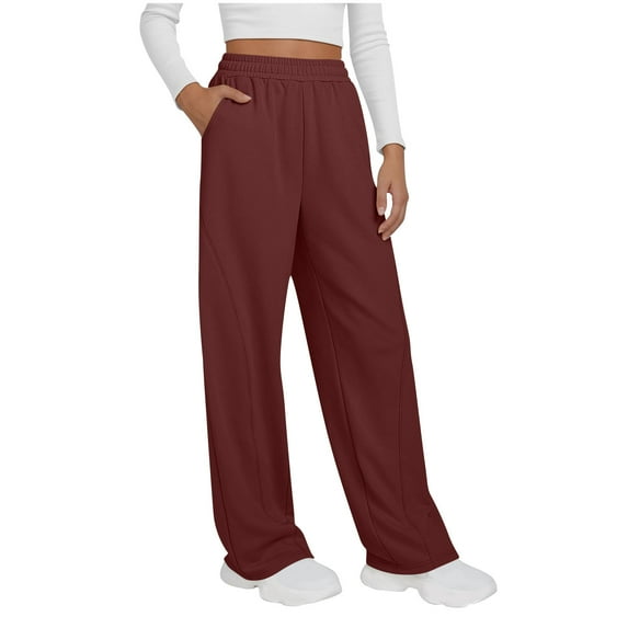 Dasayo Palazzo Women's Pants under $5 Red Wide Leg Elastic Waist Sweatpants Jumpsuits for Women Summer Plus XL