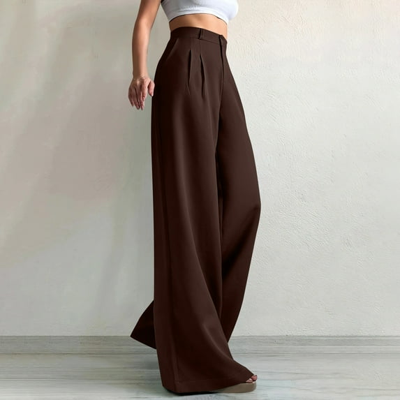 Dasayo Pants Women Palazzo Wide-Leg High Rise Blazer Outfits Business Casual Straight Trousers Jeggings for Women M