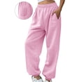 thumbnail image 1 of Dasayo Pink Ladies Pants Elastic Waisted Jogger Yoga Sports Drawstring Comfy Pants Womens Joggers XXL, 1 of 5