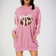 thumbnail image 1 of Dasayo Plus Size Dress Women Pink Football Pockets Hooded Sweatshirt Dress Lady Dresses under $ 10 XL, 1 of 4