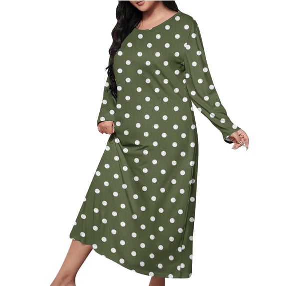 Dasayo Plus Size Nightgowns for Women House Long Sleep Shirt Polka Dot Bodycon Casual Pajamas Womens Pajamas L
