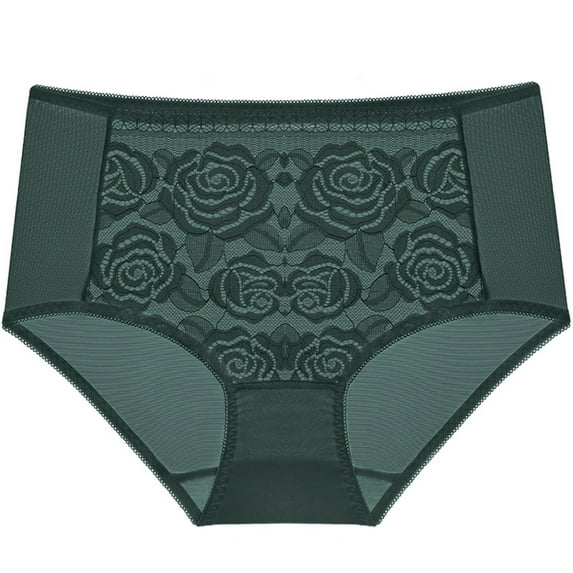 Dasayo Plus Size Women Panties High Cut Floral Lace Tummy Control Full Coverage Panties Womens Underwear Boy Shorts L