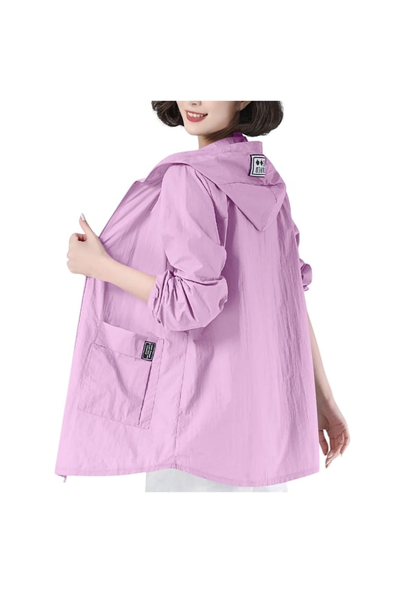 Plus Size Womens Coat Windbreaker Pink Full-Zip Hiking Light Weight Hooded Jacket Womens Jacket L