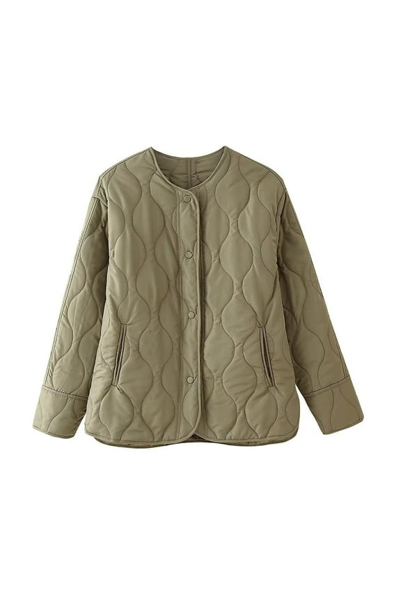 Puffer Coats for Women Green Button Down House Coats Long Sleeve Solid Puffed Light Homewear Womens Jackets L