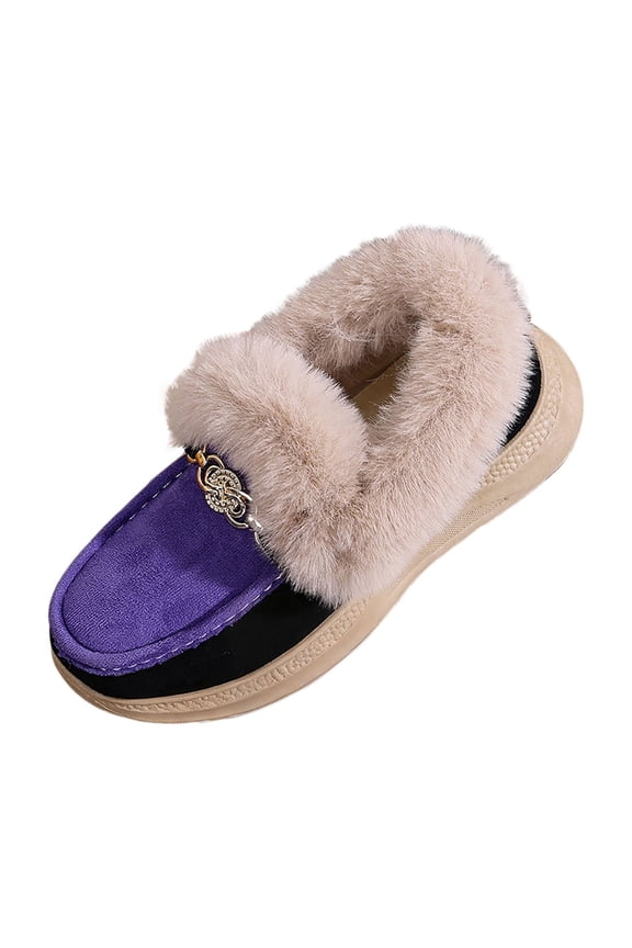 Purple Boots Women Ski Snow Ankle Furry Winter Non Slip Bow Booties Shoes Women 36