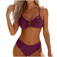 thumbnail image 1 of Dasayo Push up Womens Bikini Set Two Piece High Waisted Purple Ruched Spaghetti Strap Bikini Sets Womens Bathing Suit M, 1 of 6