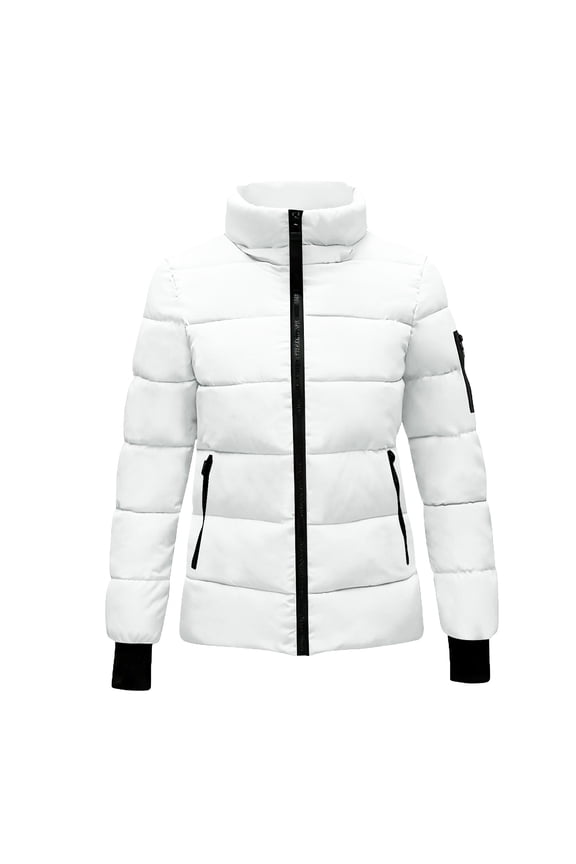 Quilted Women's Coats Ski Windbreaker White Fitted Zipper Hiking Coats Womens Jackets S