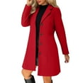thumbnail image 1 of Dasayo Red Women Coat Dressy Peacoat Trench Business Casual Collared Coats Womens Jackets Trendy XXXL, 1 of 9