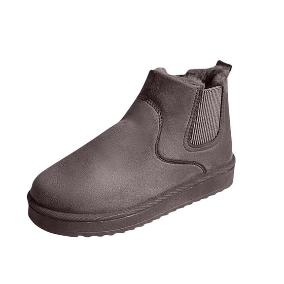 Dasayo Round Toe Booties for Women Gray Hiking Ankle Flat Comfortable Non Slip Booties Womens Shoes 36
