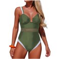 thumbnail image 1 of Dasayo Seamless Swimsuit Women Modest Tummy Control One Piece Neon Colorblock Beach Wear Women Bathing Suits M, 1 of 8