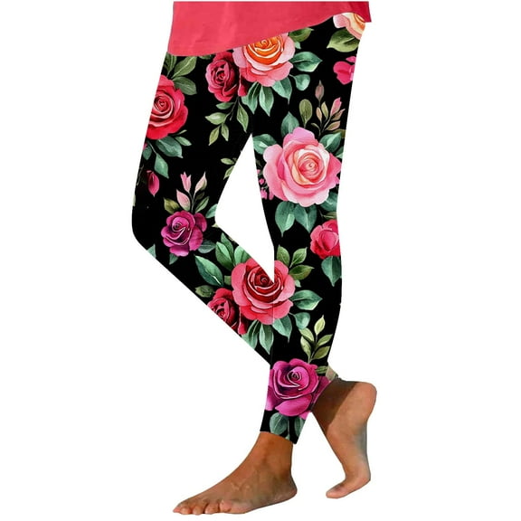 Dasayo Slim-Leg Women's Leggings Buttery Soft Long High Waist Leggings Fall Floral Tights Womens Trousers Slacks XL