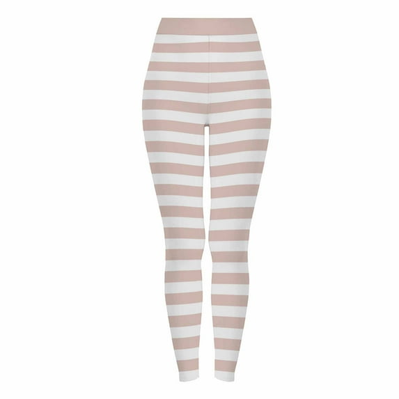 Dasayo Slim-Leg Women's Leggings Casual Beige High Waist Jeggings Striped Soft Stretch Trousers Womens Trousers XXL