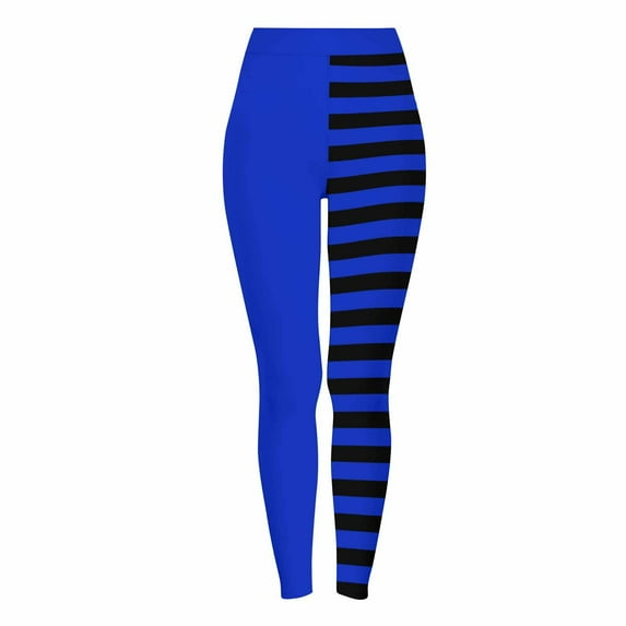 Dasayo Slim-Leg Women's Leggings High Waist Ultra Soft Blue Jeggings Striped Buttery Soft Tights Pants for Women XXL