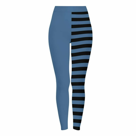 Dasayo Slim-Leg Women's Leggings Ultra Soft High Waist Sky Blue Jeggings Striped Soft Tights Trousers for Women XL