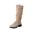 thumbnail image 1 of Dasayo Slouch Boots for Women Low Heel Mid-Calf Yellow Classic Wide Width Round Toe Boots Ladies Shoes 40, 1 of 9
