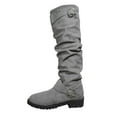 thumbnail image 1 of Dasayo Slouch Women Boots Footwear Gray Wide Width Knee-High Buckles Round Toe Dressy Boots Women Shoes 41, 1 of 6