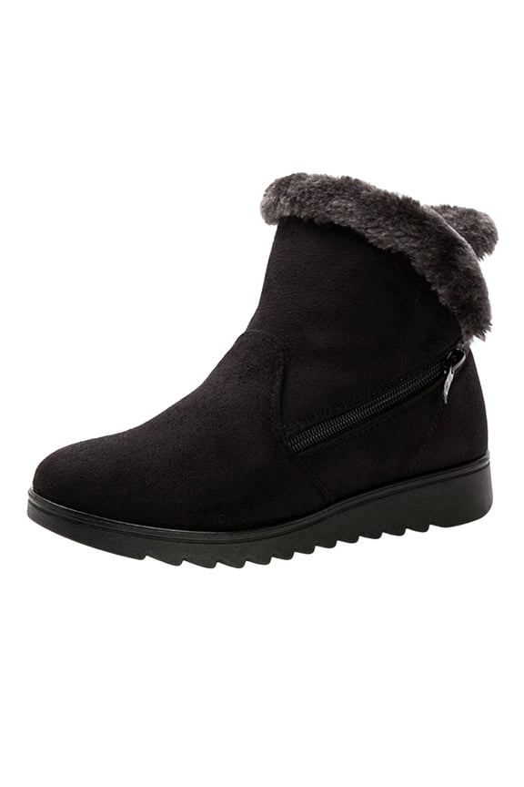 Snow Womans Boots Non Slip Black Ankle Warm Ski Furry Winter Boots Womans Shoes 38