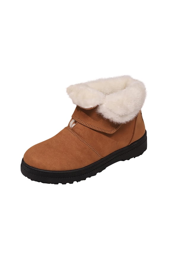 Snow Women's Boots Ankle Warm Brown Winter Ski Furry Thermal Boots Womens Shoes 36