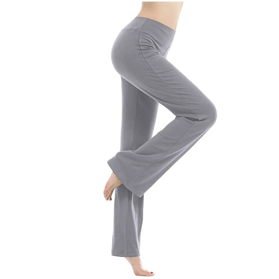 Dasayo Soft Pants for Women Trendy Yoga Gray High Waist Stretchy Tummy Control Palazzo Pants Women Sweatpants M
